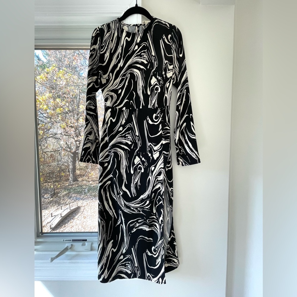 Open Edit Black/White Midi Dress Sz. XS